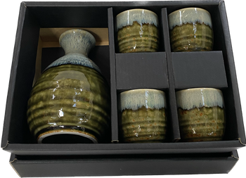YOHEN Green sake pot & 4 cup set